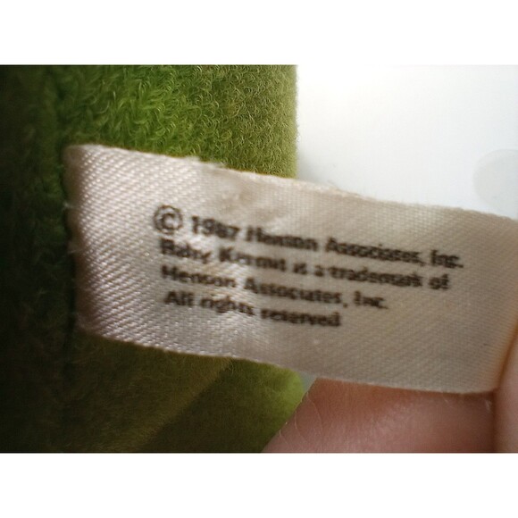 Vintage Baby Kermit Frog 1987 JIM HENSON Plush Muppets with Plaid Shirt 8'' - Picture 5 of 8